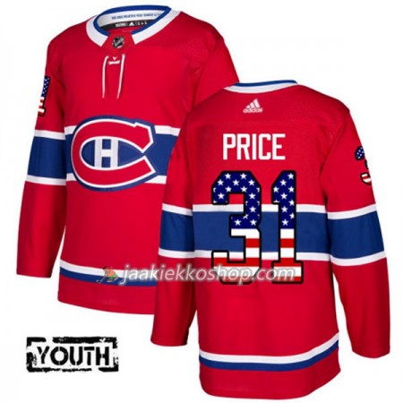 Lapsille NHL Montreal Canadiens Pelipaita Carey Price 31 Adidas 2017-2018 Punainen USA Flag Fashion Authentic